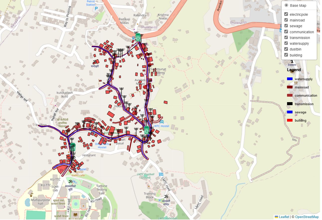 Interactive utility web map of 28 Kilo, Dhulikhel