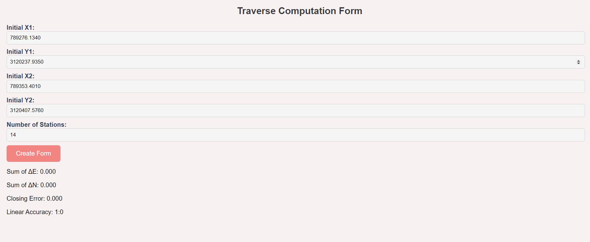Traverse computation web tool interface